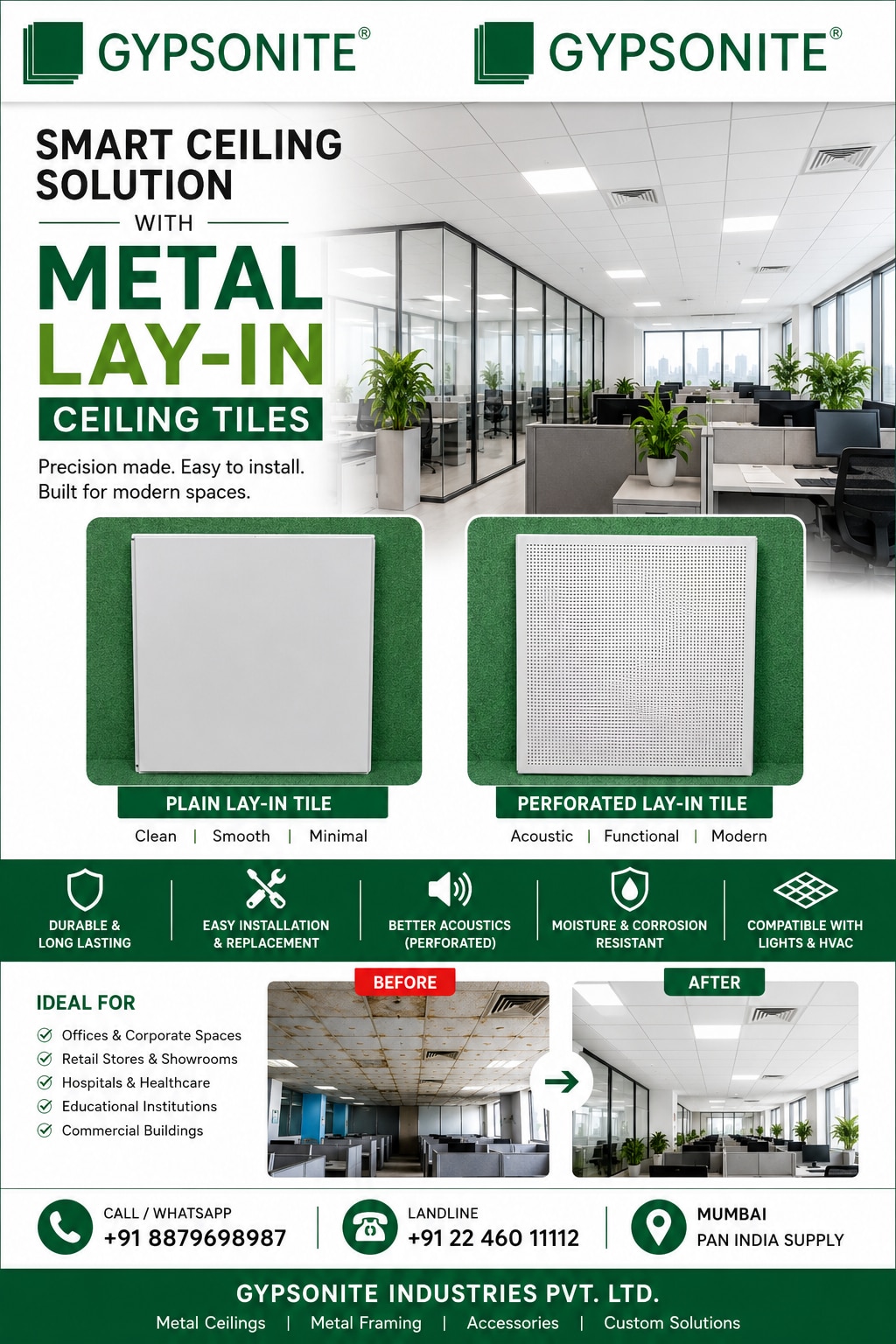 METAL LAY IN TILES G