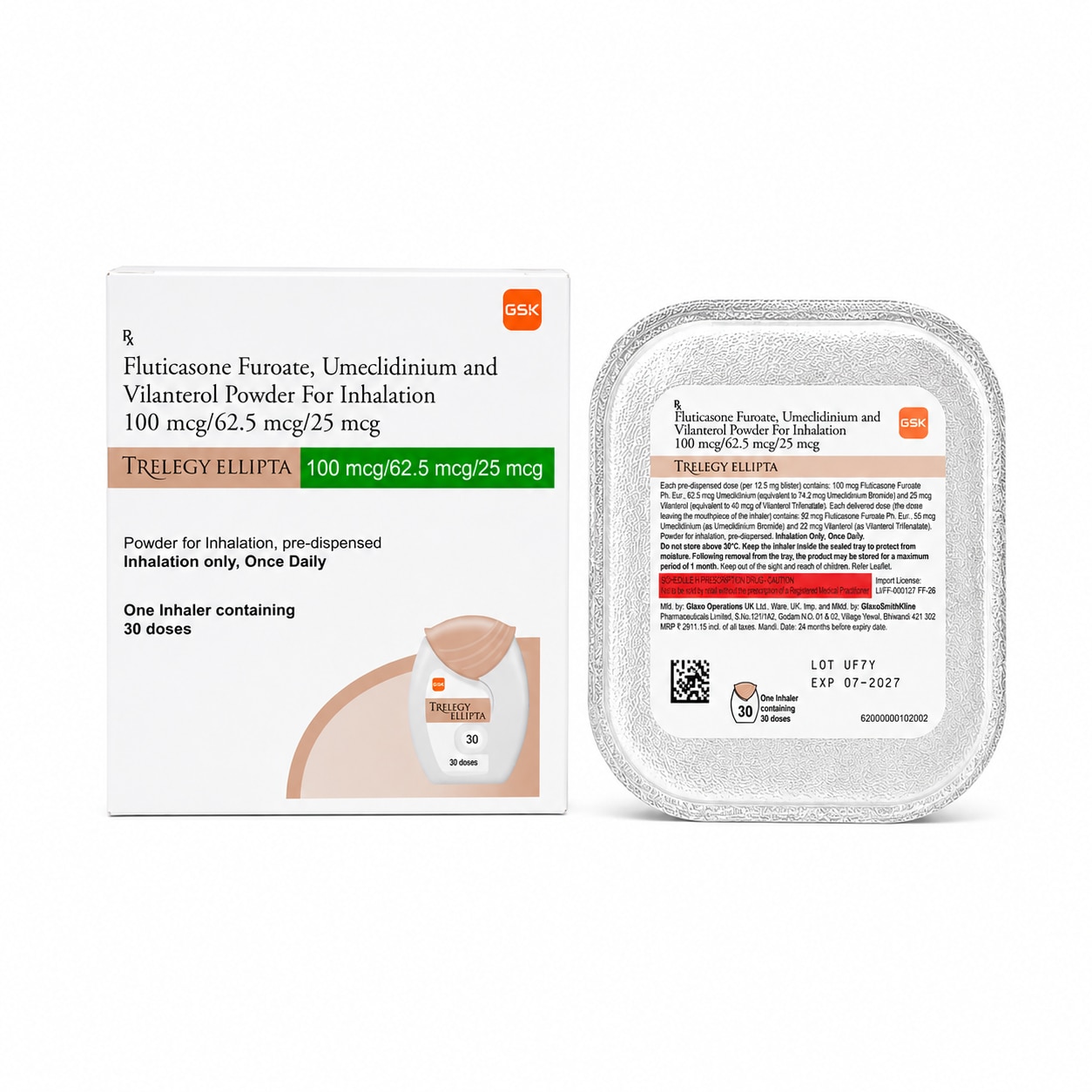 Fluticasone Furoate (100mcg) + Umeclidinium (62.5mcg) + Vilanterol (25mcg) Inhaler image 2