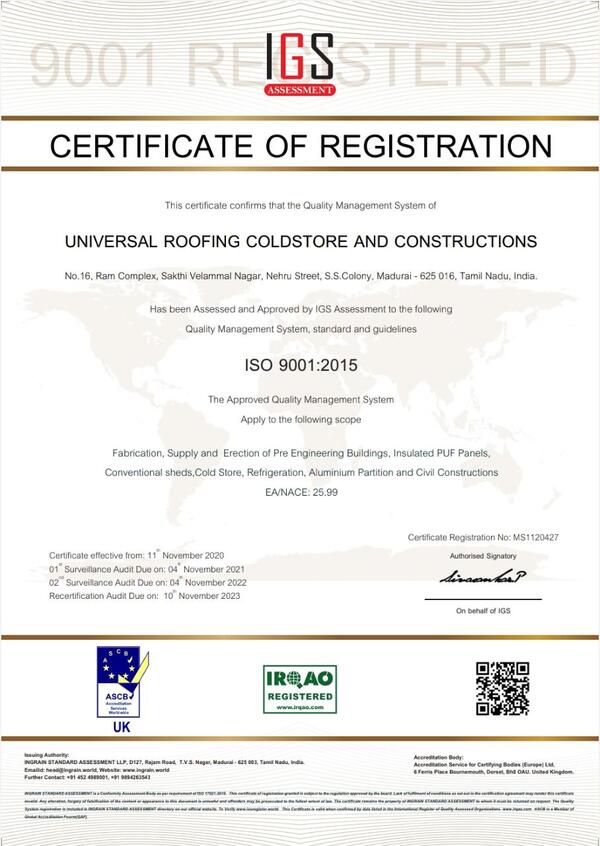about UNIVERSAL ROOFING COLDSTORE AND CONSTRUC